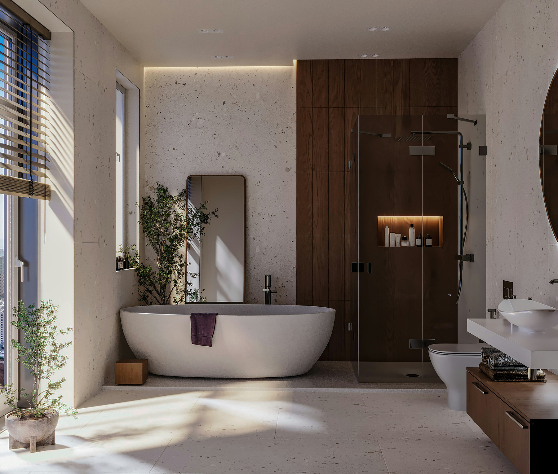 Klempner arbeitet an Rohren im Badezimmer